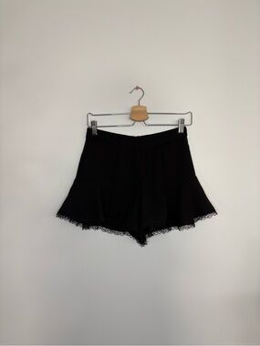 High-Waist Black Lace-Trim Shorts